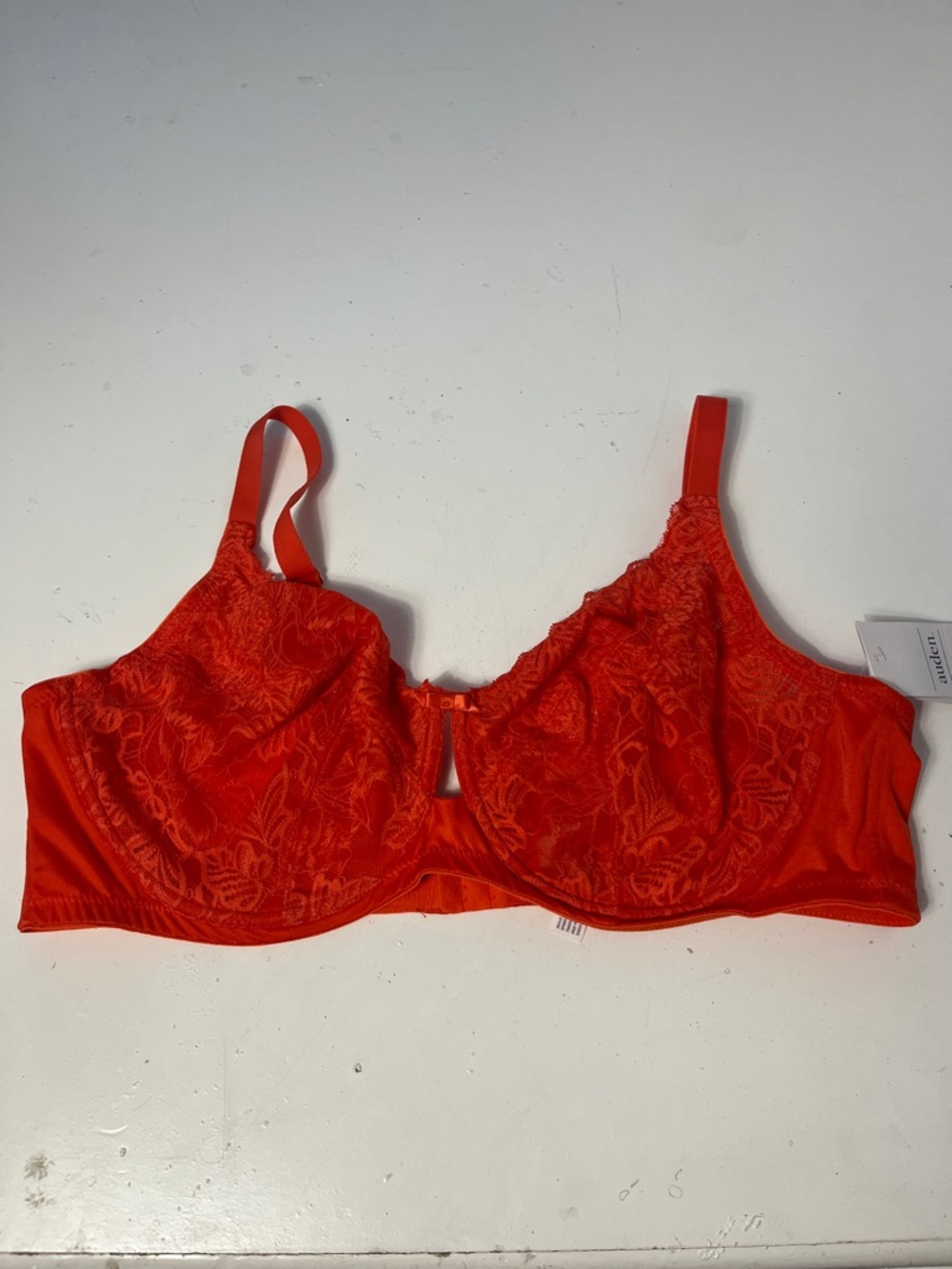 Auden Orange Unlined Full Coverage Underwire Floral Lace Bra NWT